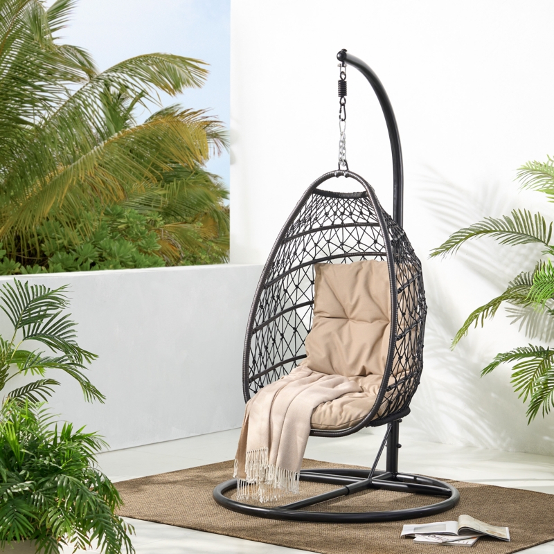 Foldable Wicker Hanging Basket Chair