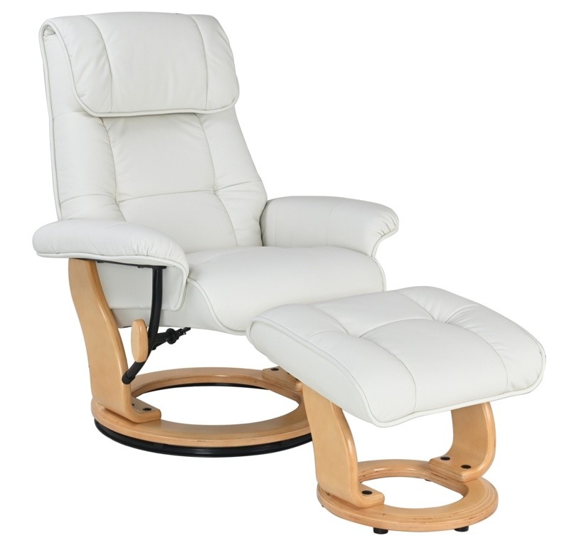 Beaucet Leather Swivel Recliner with Ottoman