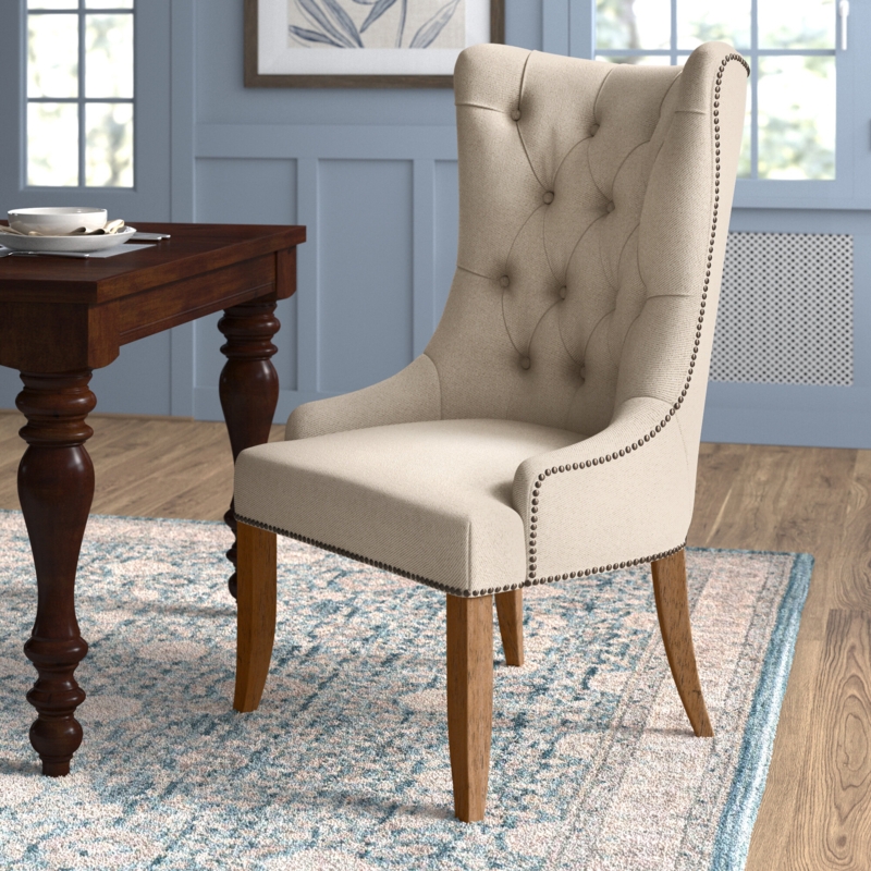 Farmhouse-Style Accent Chair with Button-Tufted Back