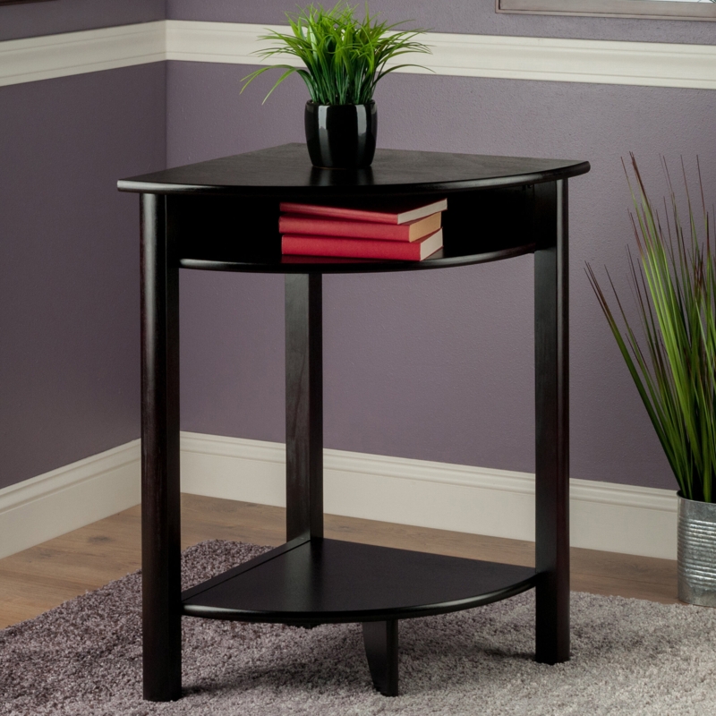 Unique Corner End Table with Shelf