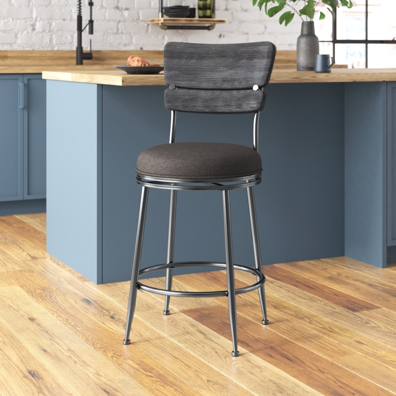 360° Swivel Bar Stool with Rustic Elements