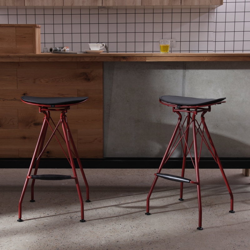 Modern Metal Barstool with Wooden Accents