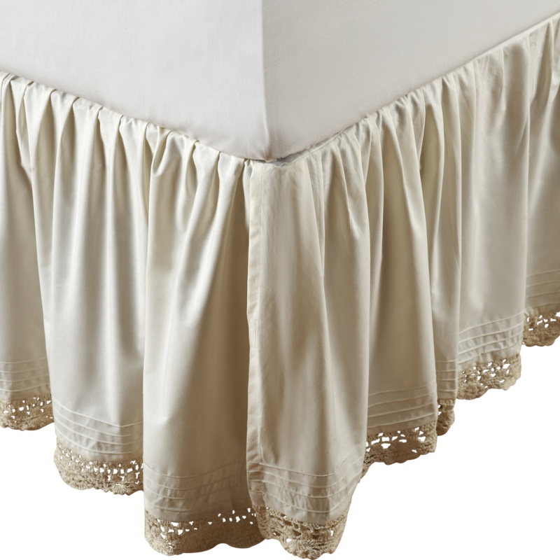 Cotton Bed Skirt with Crocheted Design