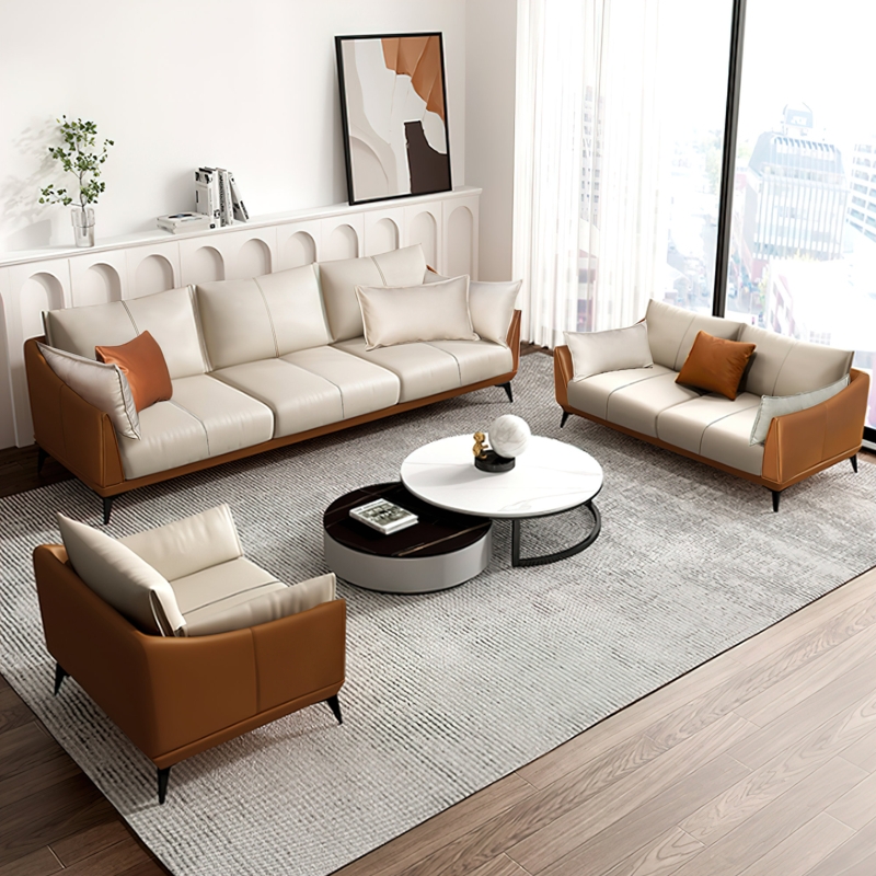 Luxurious Faux Leather Sofa Set