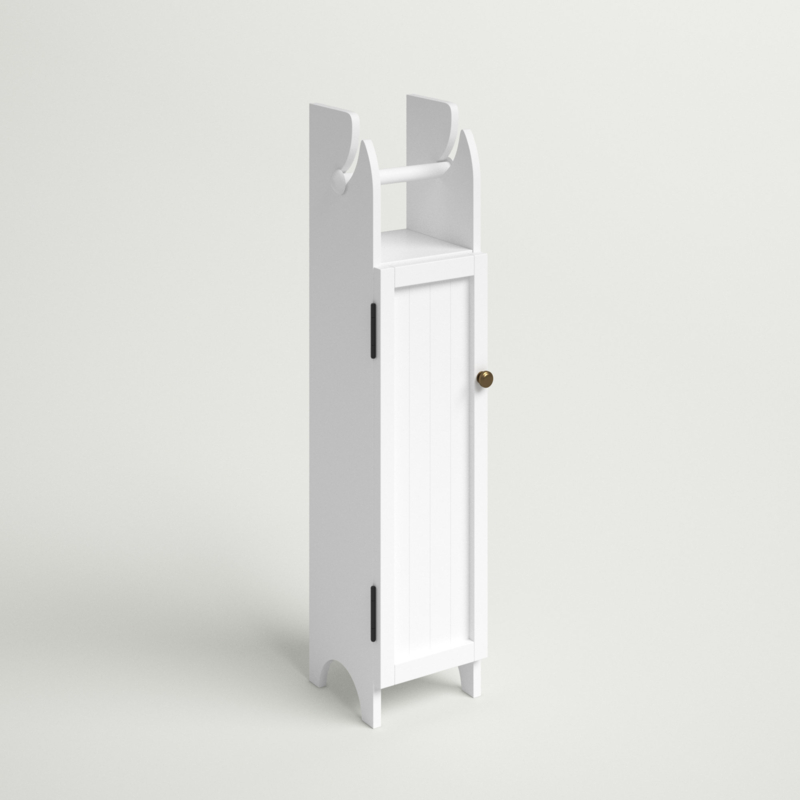 Freestanding Linen Cabinet with Toilet Paper Holder