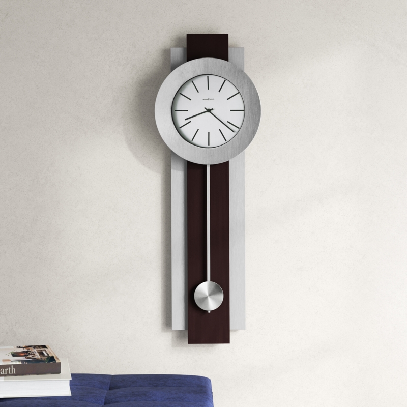 Merlot Cherry Wall Clock with Brushed Nickel Accents