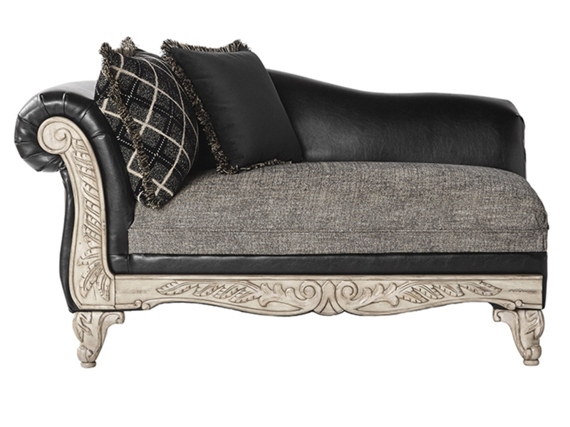 Elegant Chaise Lounge with Hand-Carved Wood