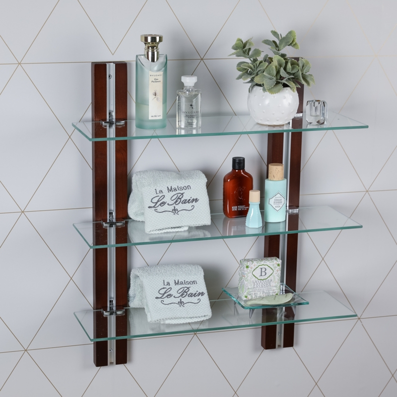 Adjustable Glass Bathroom Wall Shelf