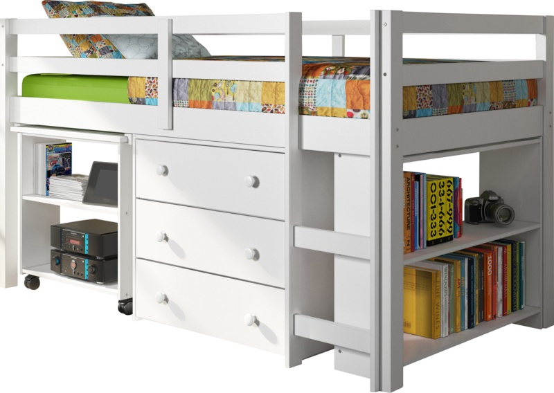 Bintou Twin Platforms Loft Bed with Bookcase by Harriet Bee