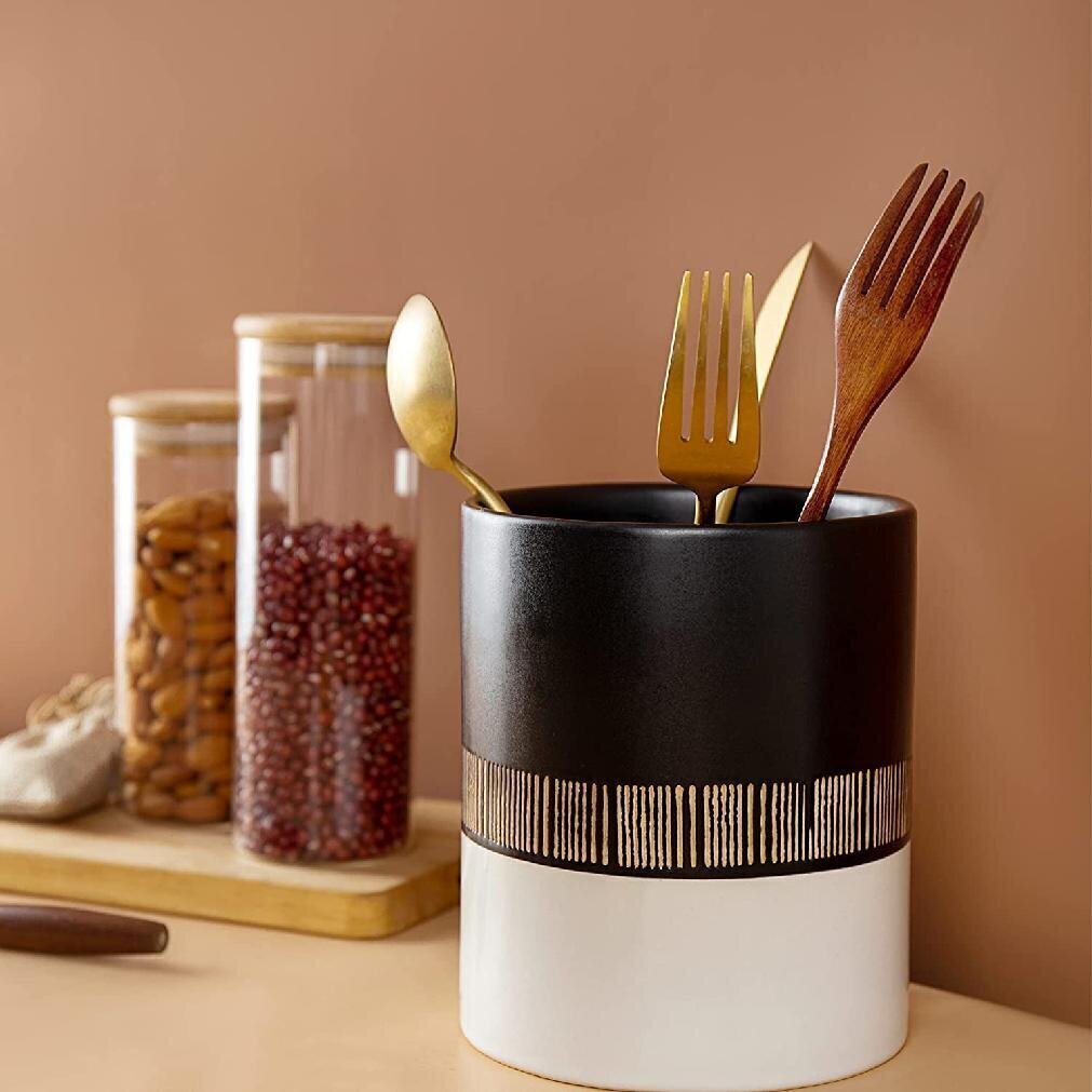 Pink and Gold Kitchen Utensils Set with Holder