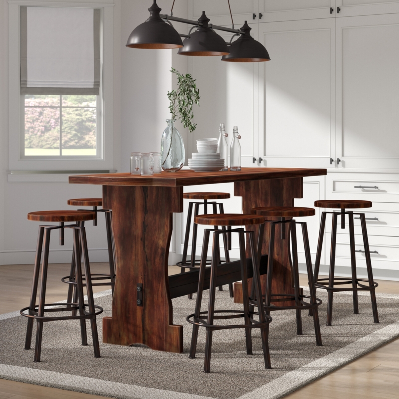 7-Piece Counter Height Dining Set with Adjustable Bar Stools