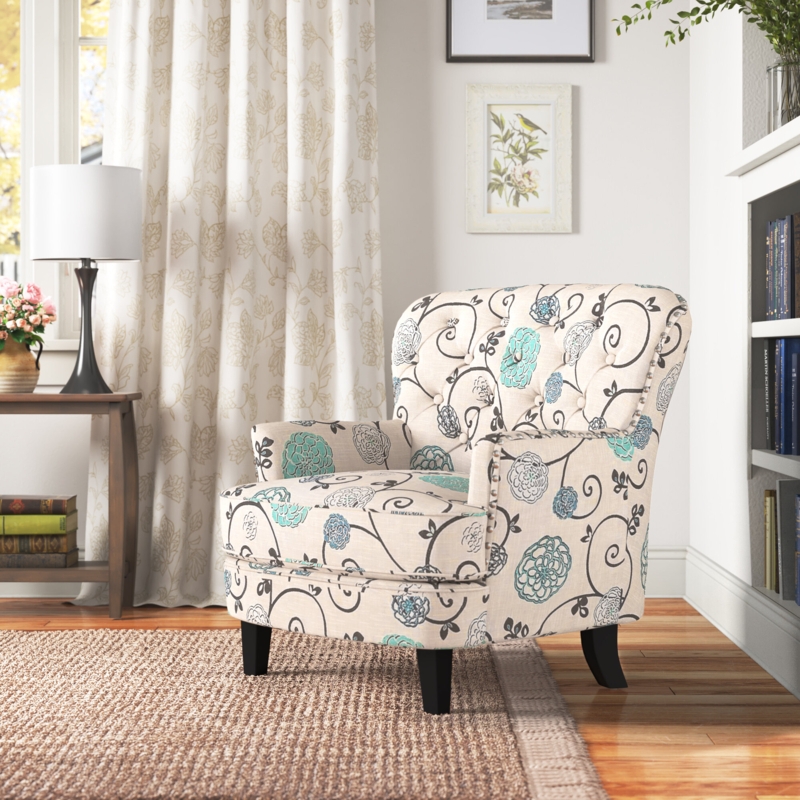 Classic Floral Club Chair with Rolled Arms