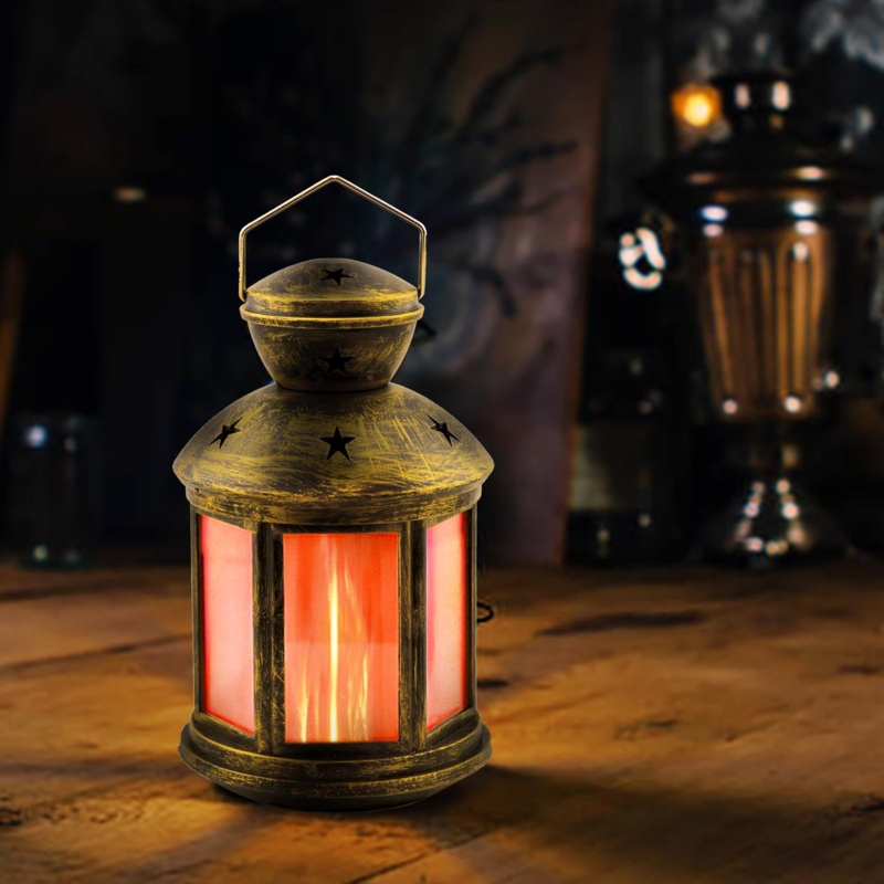 9" Battery Powered Flame Effect Lantern
