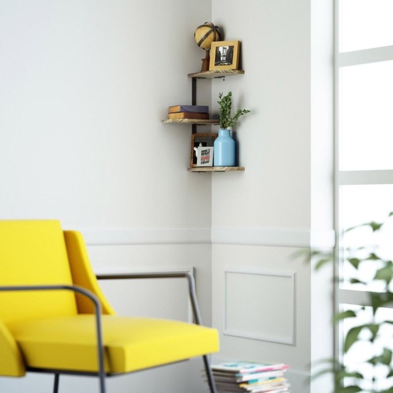 Boehmer 3 Piece Corner Shelf with Adjustable Shelves