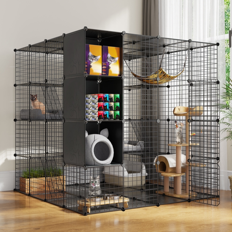 Spacious Wire Cage for Energetic Cats