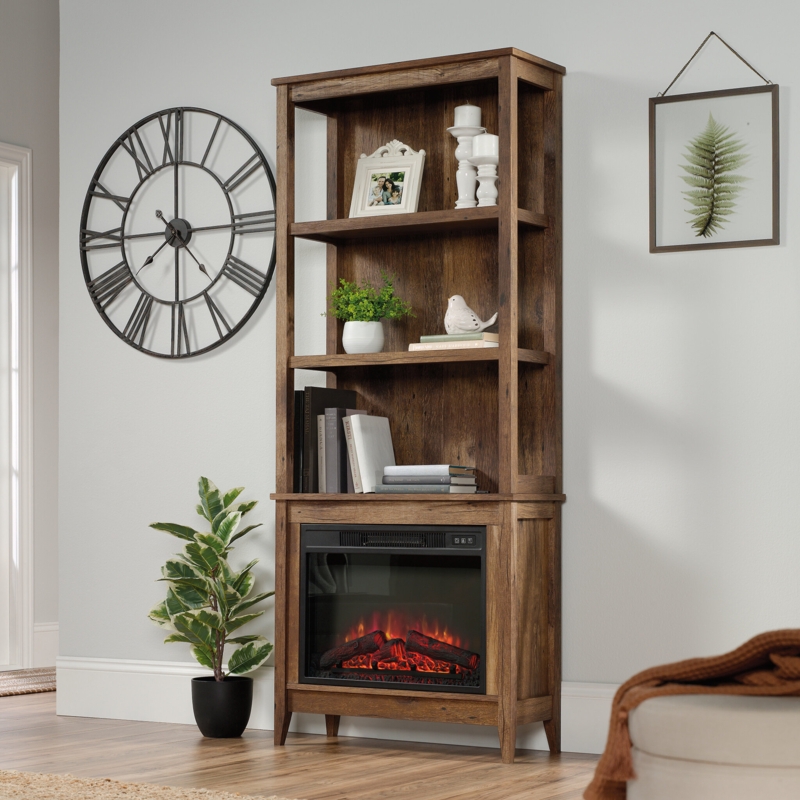 Bookcase with Built-in Fireplace