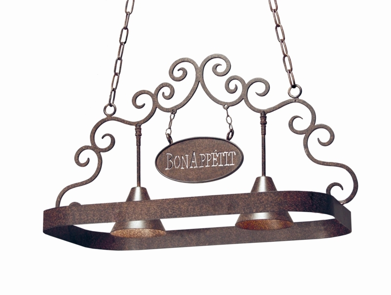 Upscale Transitional Pendant with Cookware Display