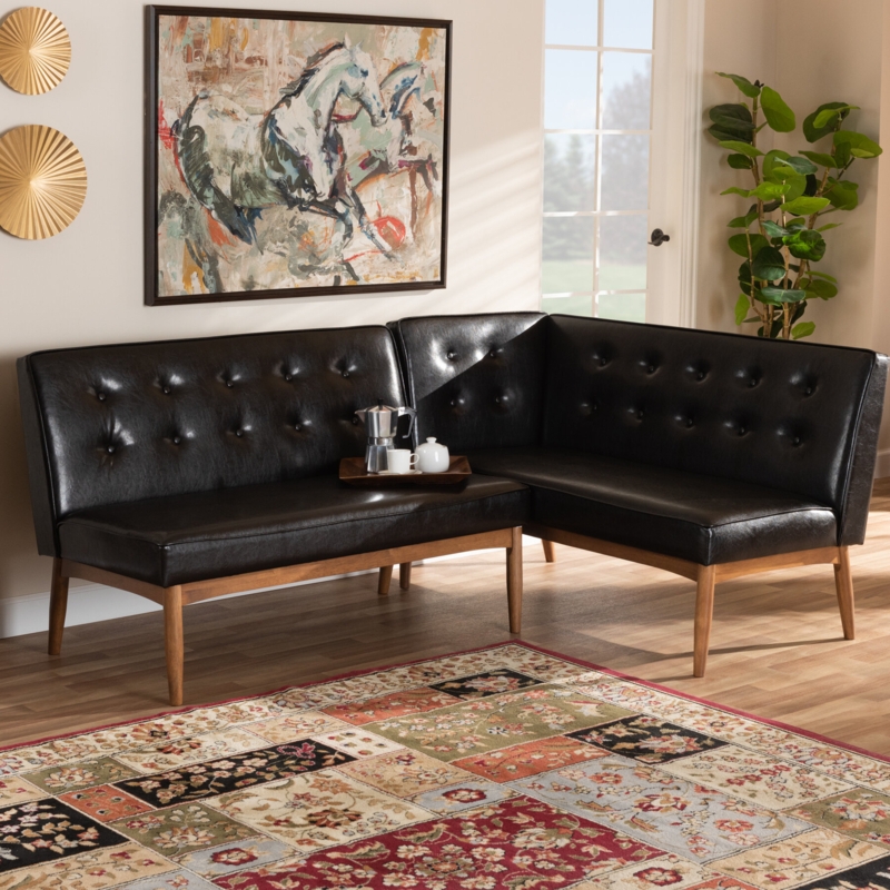 Dining Sofa Bench with Leather Upholstery