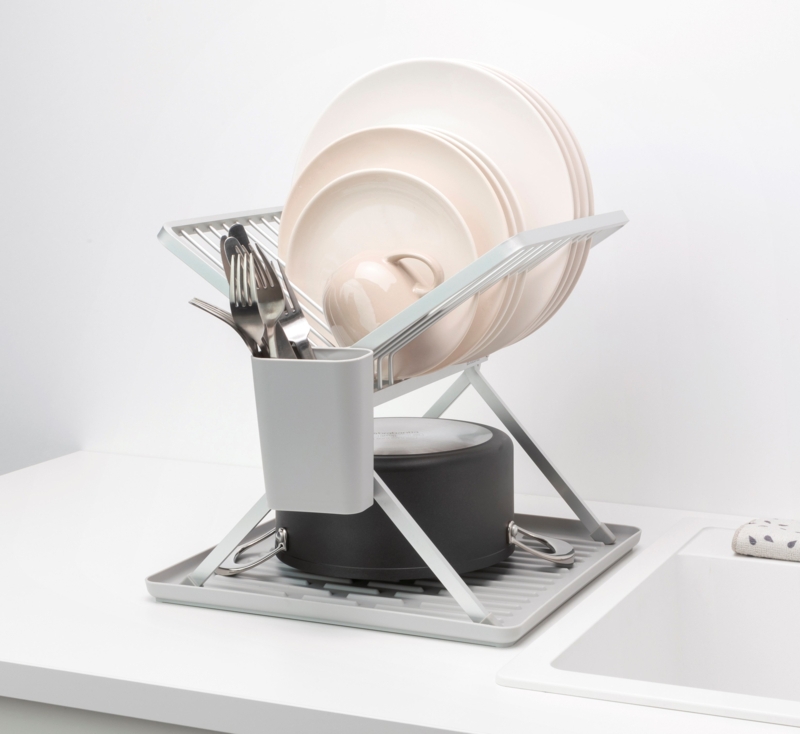 Foldable Dish Drying Rack with Drip Tray