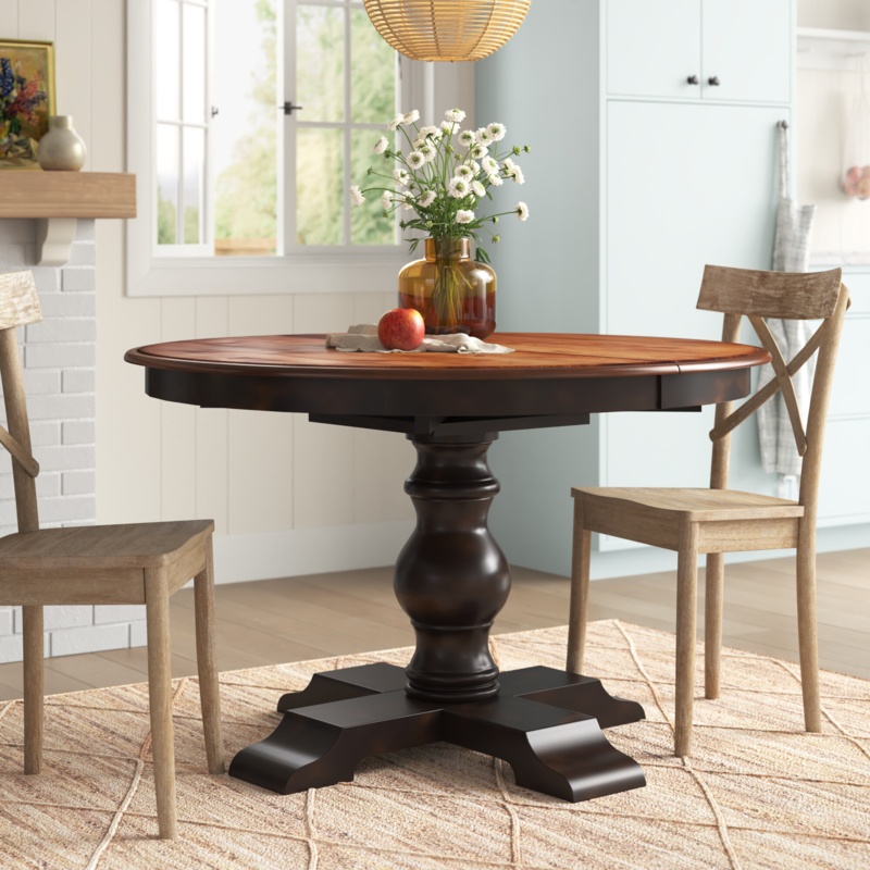 Branson Extendable Solid Wood Pedestal Dining Table