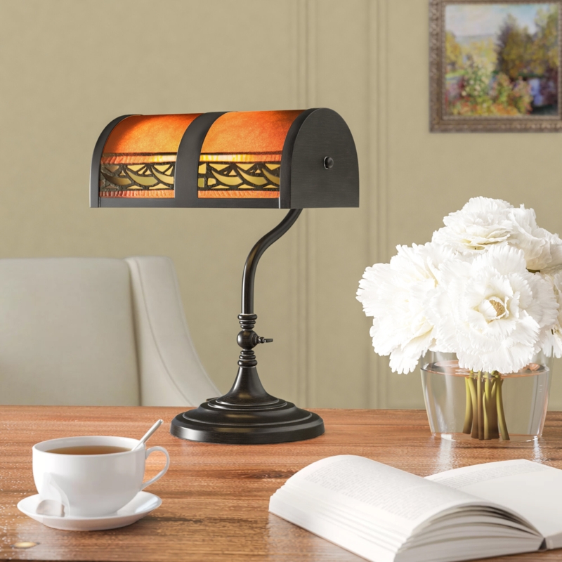 Table Lamp with Rectangular Tiffany Shade
