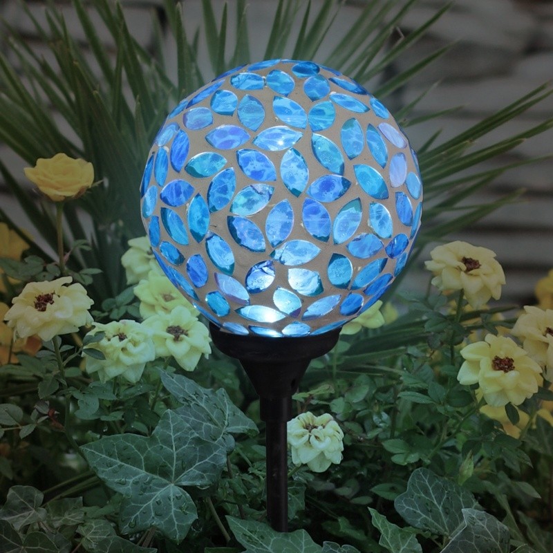 Bray Solar Mosaic Glass Ball Garden Stake