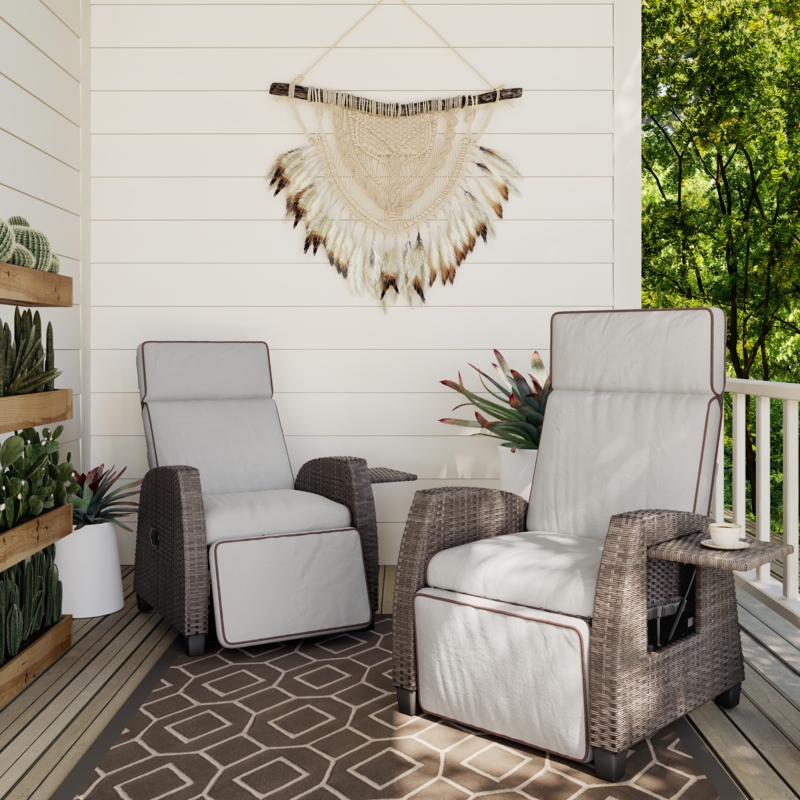 Reclining Patio Chair with Cushions