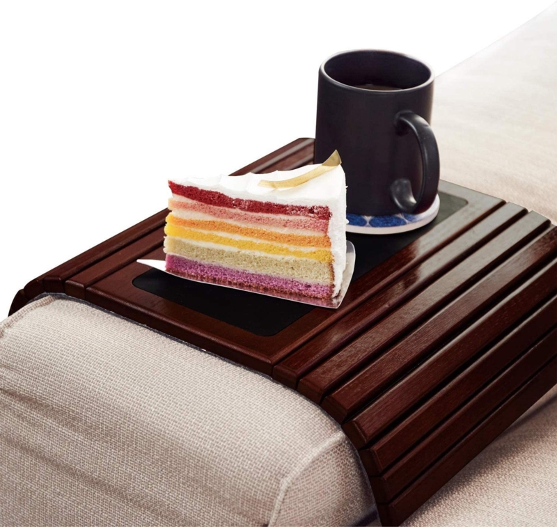 Bamboo Couch Arm Tray with Foldable Design