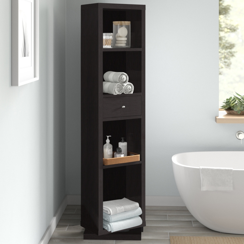 Swivel Storage Unit with Drawer and Mirror