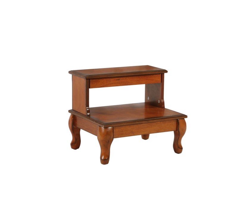 Cherry Finish Bedroom Step Stool with Storage