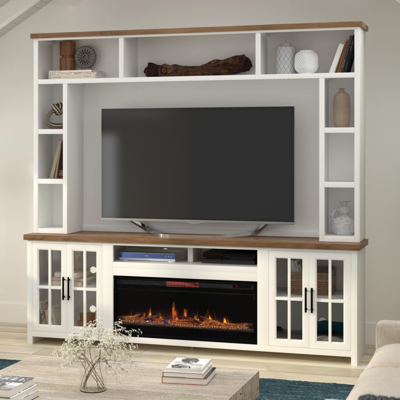 Modern Farmhouse Entertainment Center with Electric Fireplace