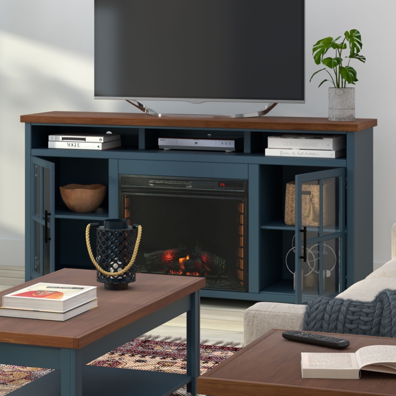 Rustic TV Stand with Electric Fireplace
