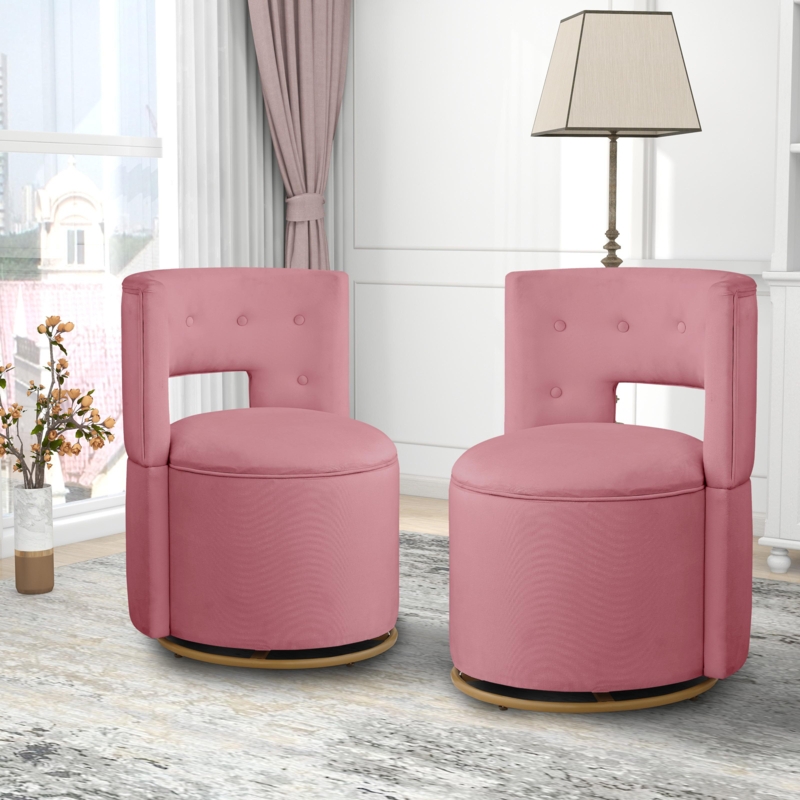 Velvet Leisure Swivel Chair with Storage