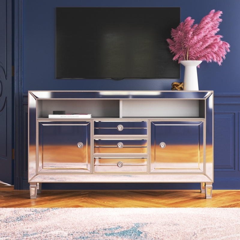 Mirrored Glam TV Stand with Storage
