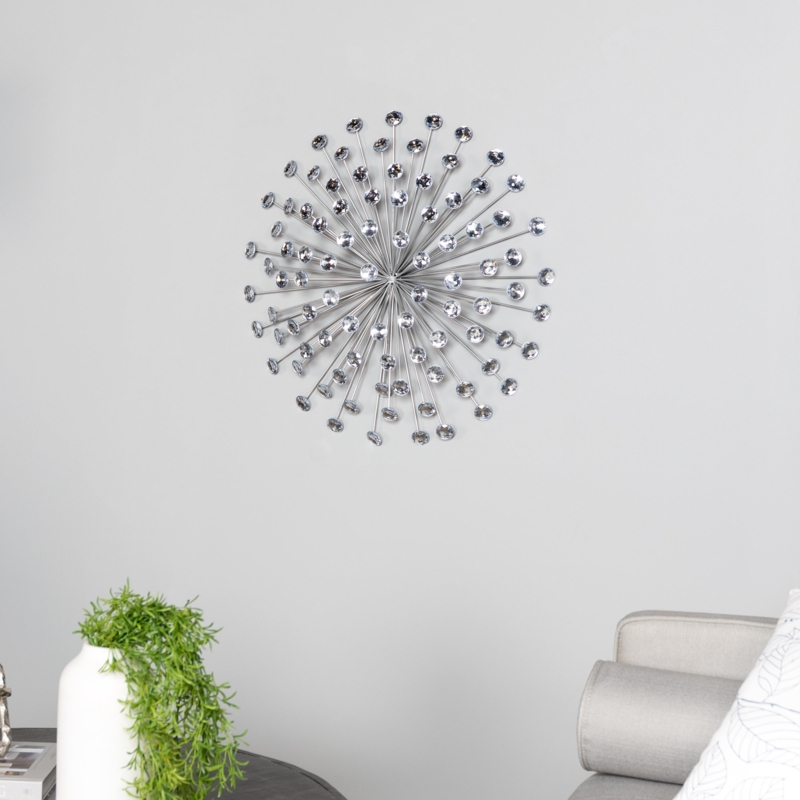 Silver Metal Spiked Wall Art with Acrylic Tips