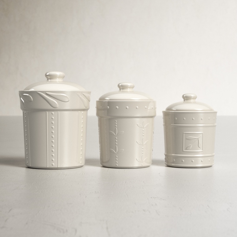 Charming Stoneware Kitchen Canisters Set