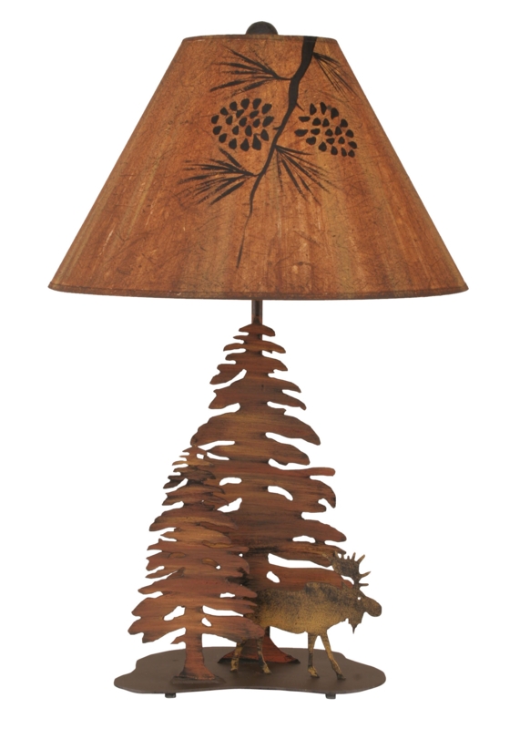 Wrought Iron Table Lamp with Tree Accents