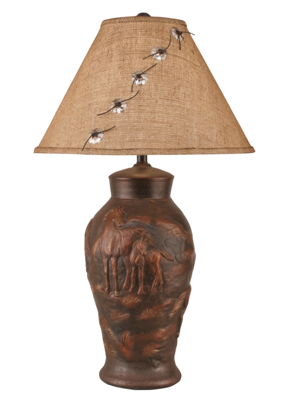 Wrought Iron Table Lamp with Wooden Finial