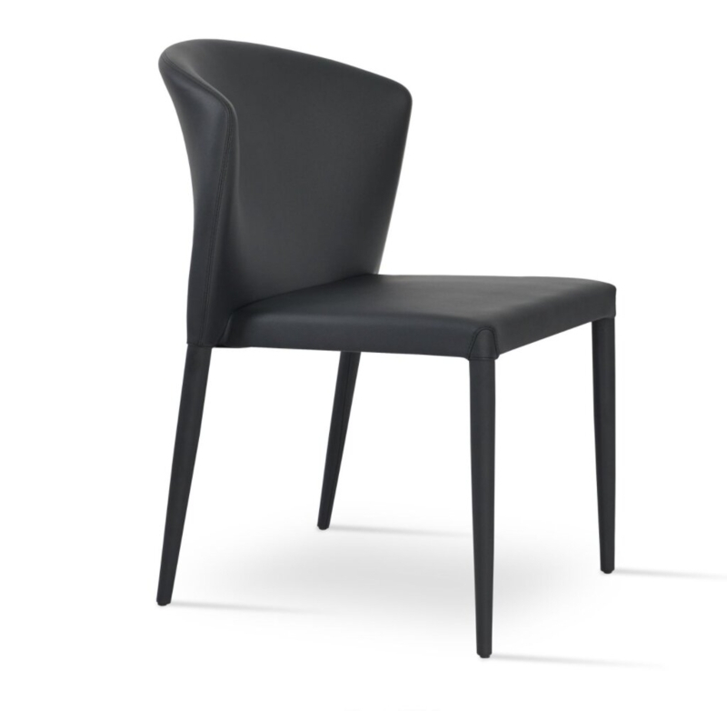 Contemporary Upholstered Dining Chair with Steel Legs