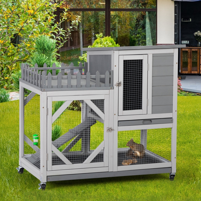 2-Tier Bunny Hutch for Indoor and Outdoor Use