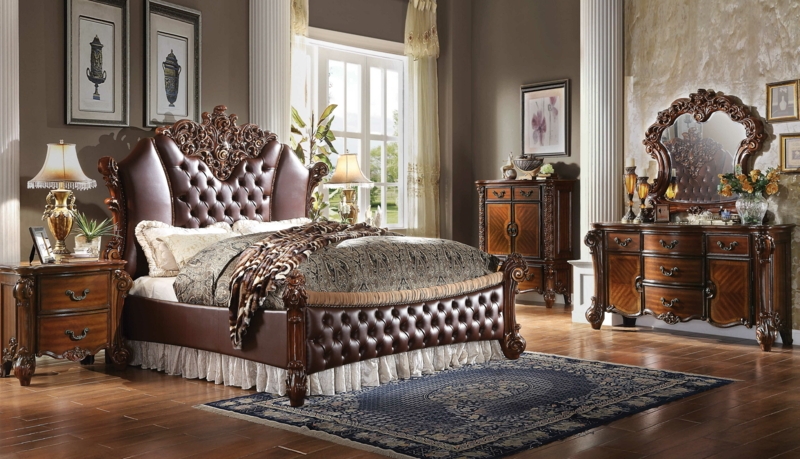 Elegant Hand-Crafted Bed with Padded Tufted Headboard