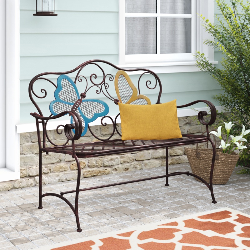 Outdoor/Indoor Kirkland Black Wrought Iron Seat Cushion Set of 2 - Pillow  Perfect