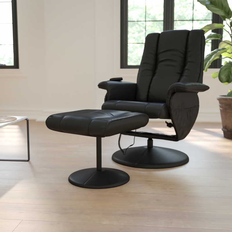 Casey-Jane Faux Leather Reclining Heated Massage Chair with Ottoman