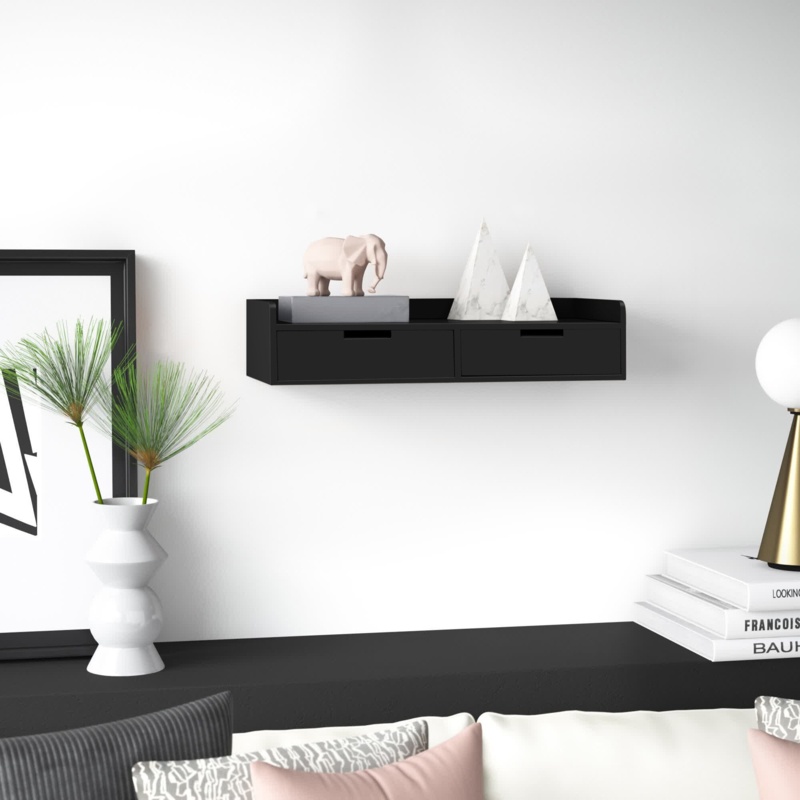 Wall-Mounted Shelf with Built-In Drawers