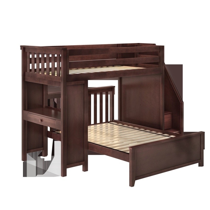 Cavallo Twin Over Full Solid Wood L-Shaped Bunk Beds with Built-in-Desk by Sand & Stable™ Baby & Kids