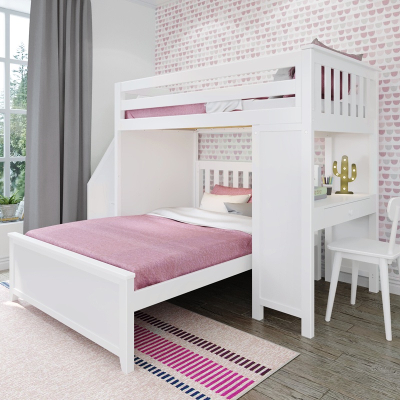 Cavallo Twin Over Full Solid Wood L-Shaped Bunk Beds with Built-in-Desk by Sand & Stable™ Baby & Kids
