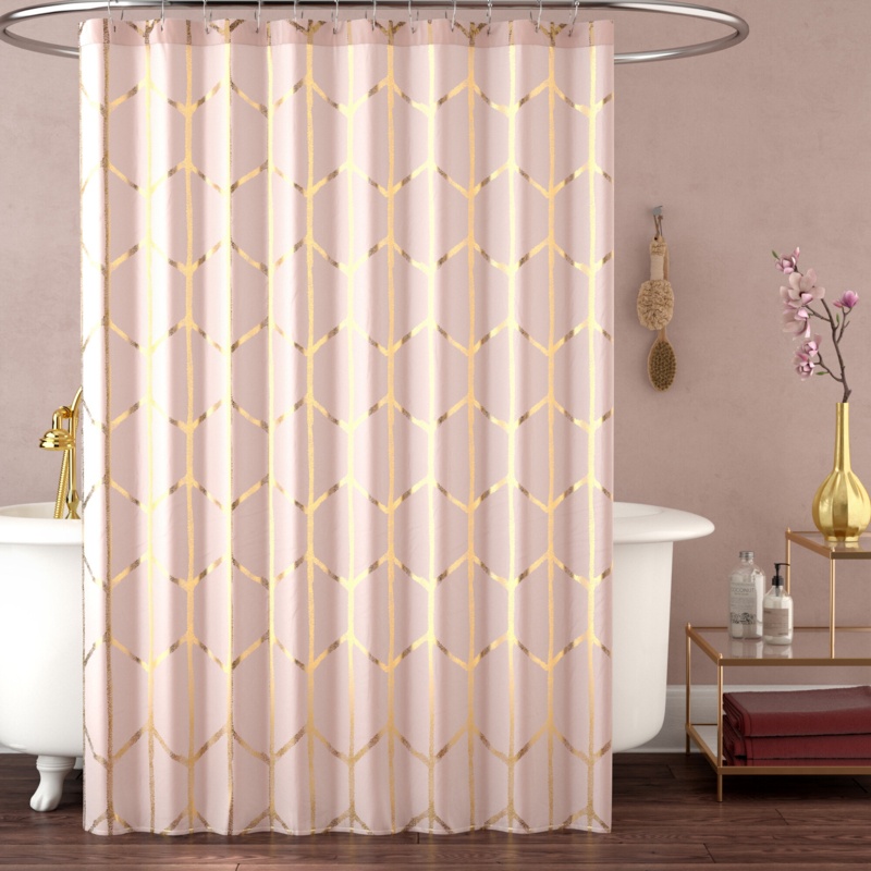 Ceci Microfiber Geometric Single Shower Curtain