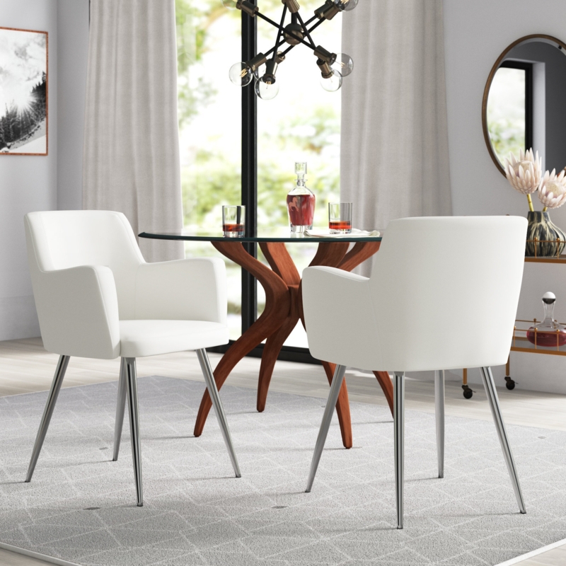 2-Piece Faux Leather Mid-Century Dining Chairs
