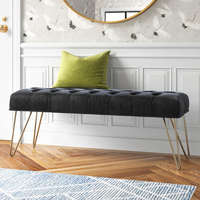 Chic Upholstered Bench with Hairpin Legs
