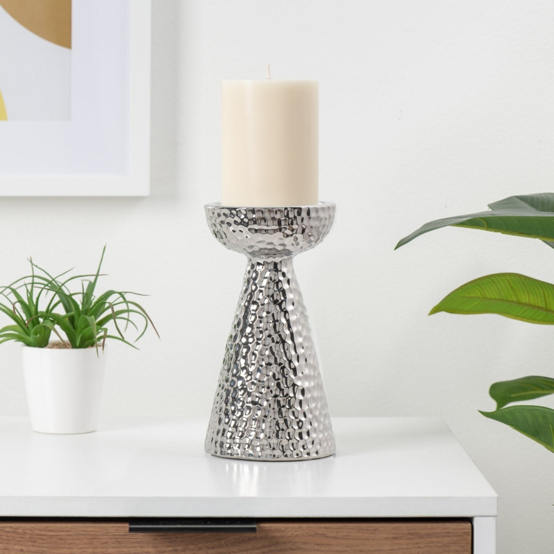 Ceramic Candle Holder with Hammered Surface